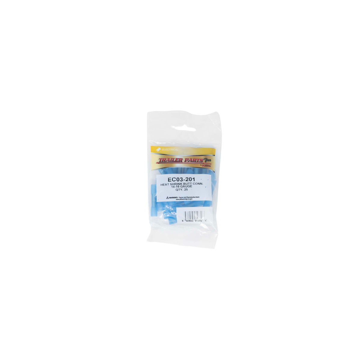 Trailer Parts Pro EC03-201 Heat Shrink Butt Connector, 16-14 Gauge, Blue, Pkg/25