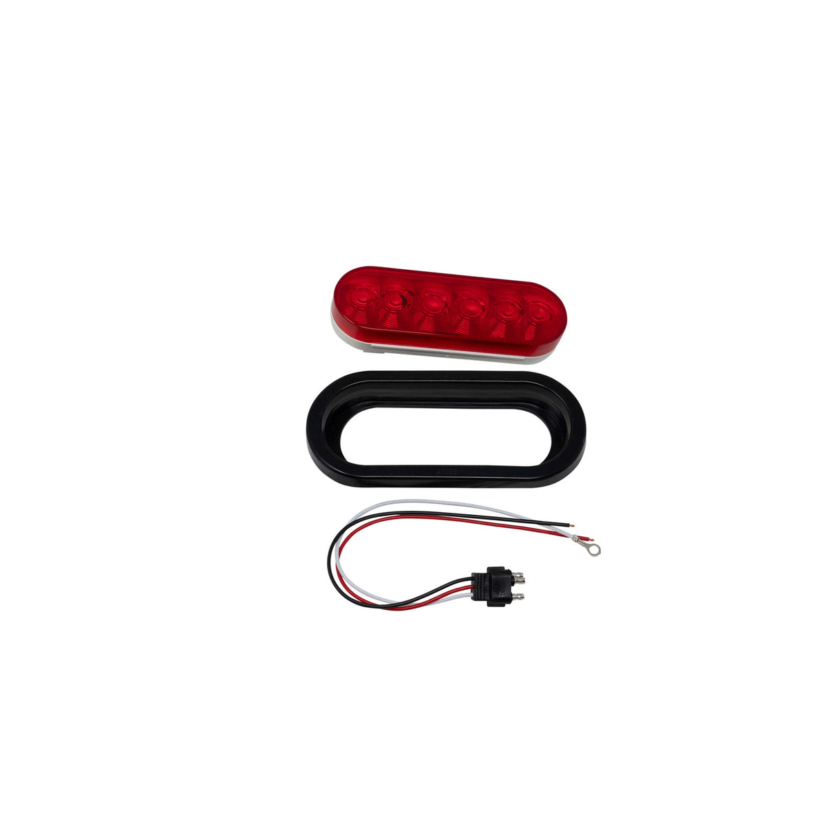 LT04-200 Trailer Parts Pro LED Stop, Turn & Tail Light Kit, 6" Red Oval 6 Bulb