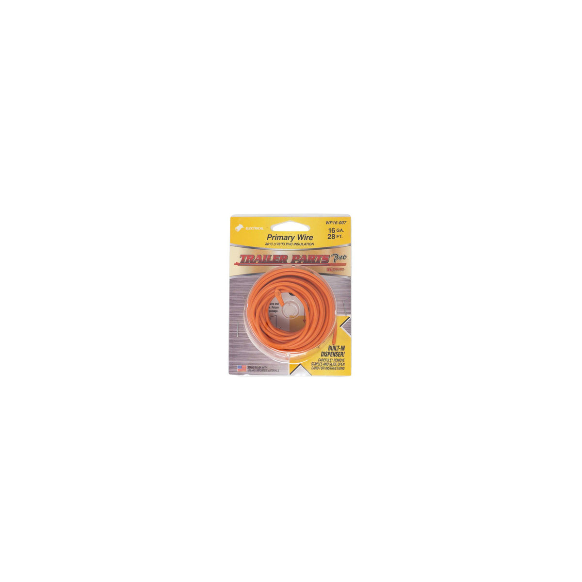 Trailer Parts Pro WP16-007 Primary Wire, 16 Gauge, 1 Conductor, 28 Foot Spool,