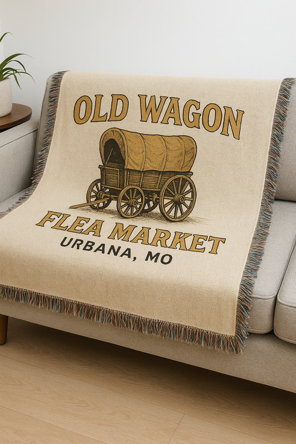 Old Wagon Flea Market Throw Blanket