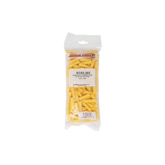 Trailer Parts Pro EC02-302 Vinyl Butt Connector, 12-10 Gauge, Yellow, Pkg/100