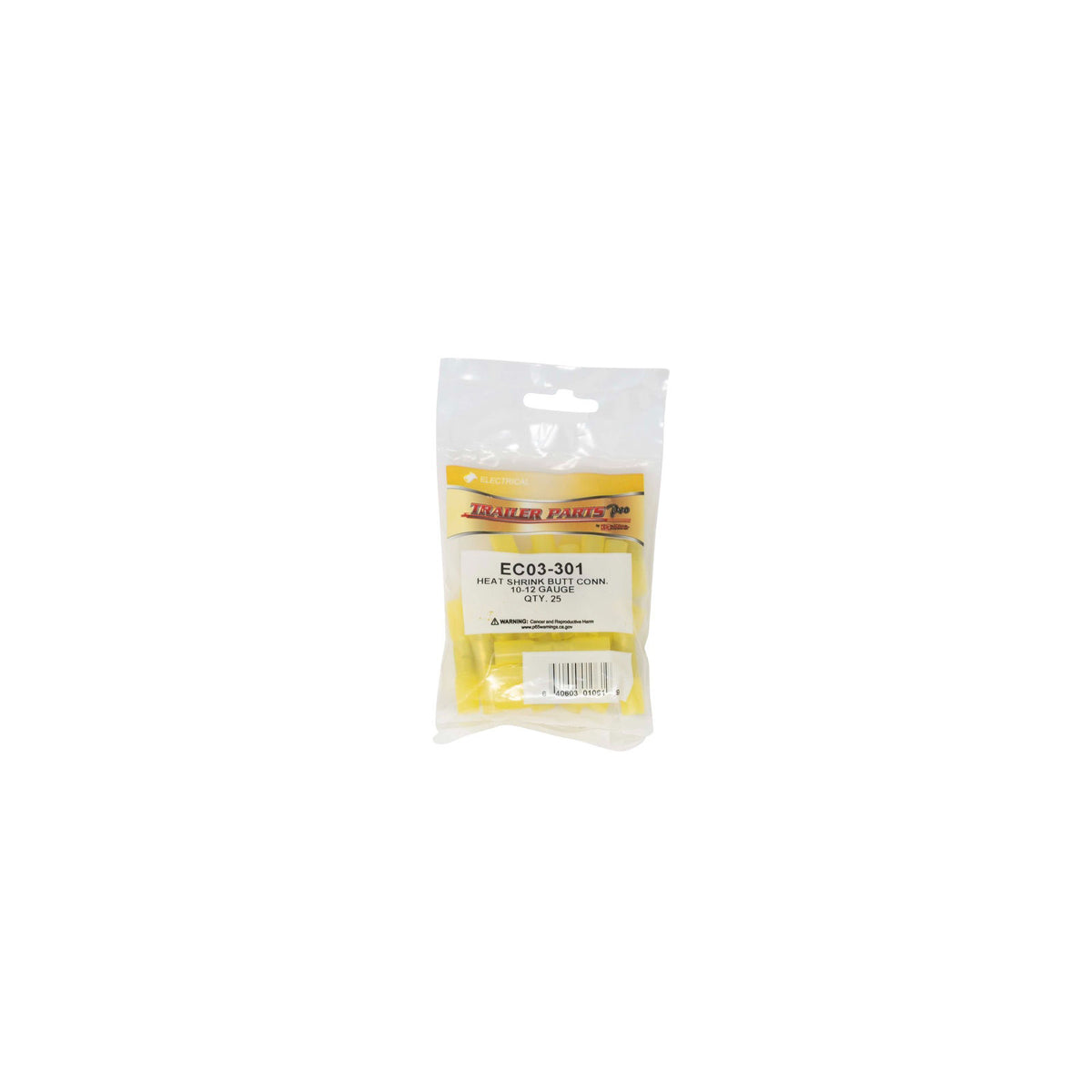 Trailer Parts Pro EC03-301 Heat Shrink Butt Connector, 12-10 Gauge, Yellow,