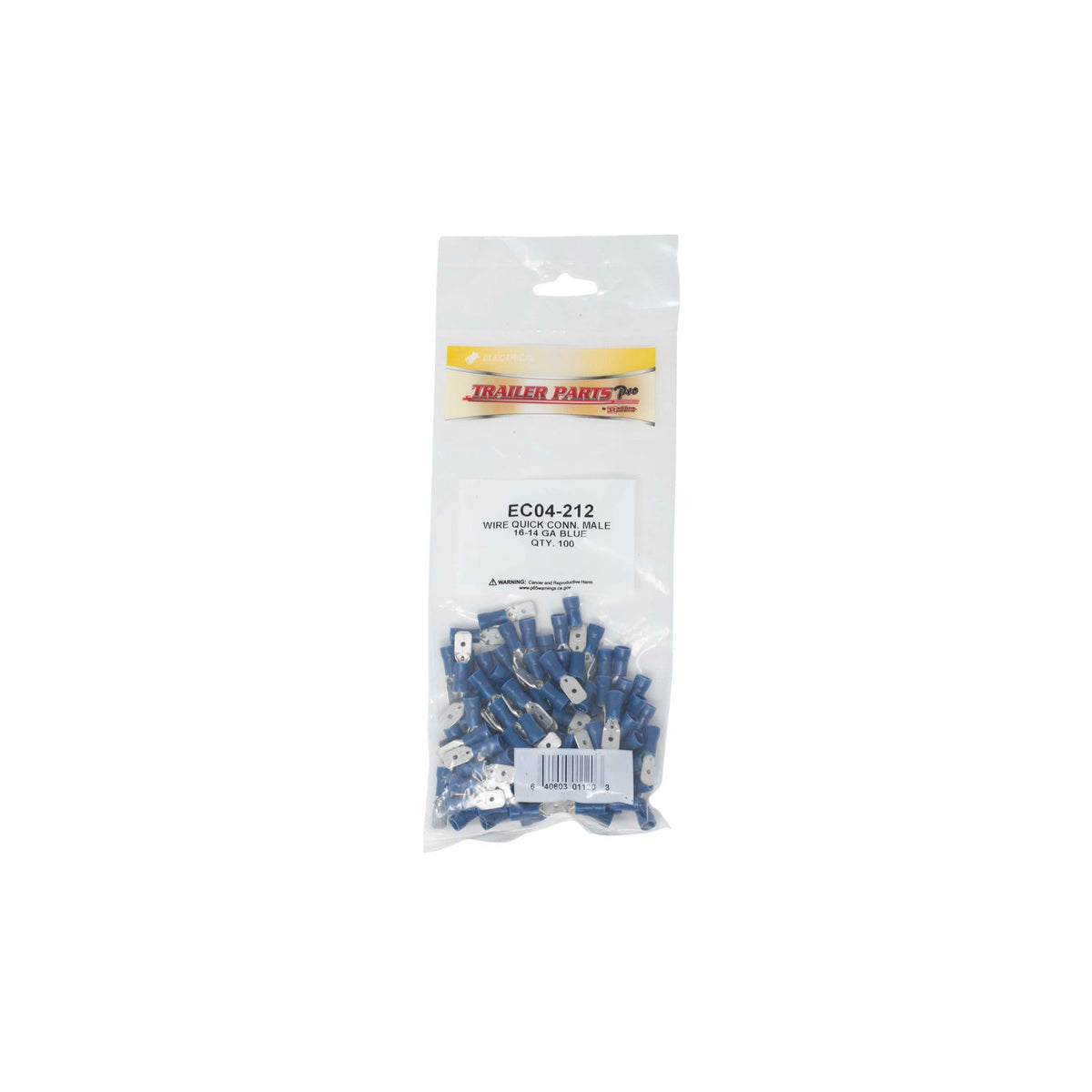 Trailer Parts Pro EC04-212 Vinyl Push-On Terminal Connector, Male, 16-14 Gauge,