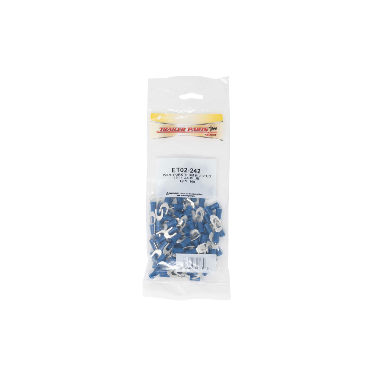 Trailer Parts Pro ET02-242 Wire Fork Terminal Connections, #10 Stud, 16-14