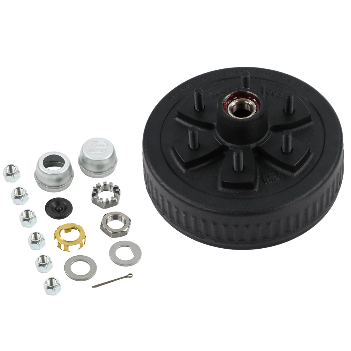 K08-250-1G Dexter Complete Pre-Greased Hub-Drum Assembly, Retail Boxed, #84